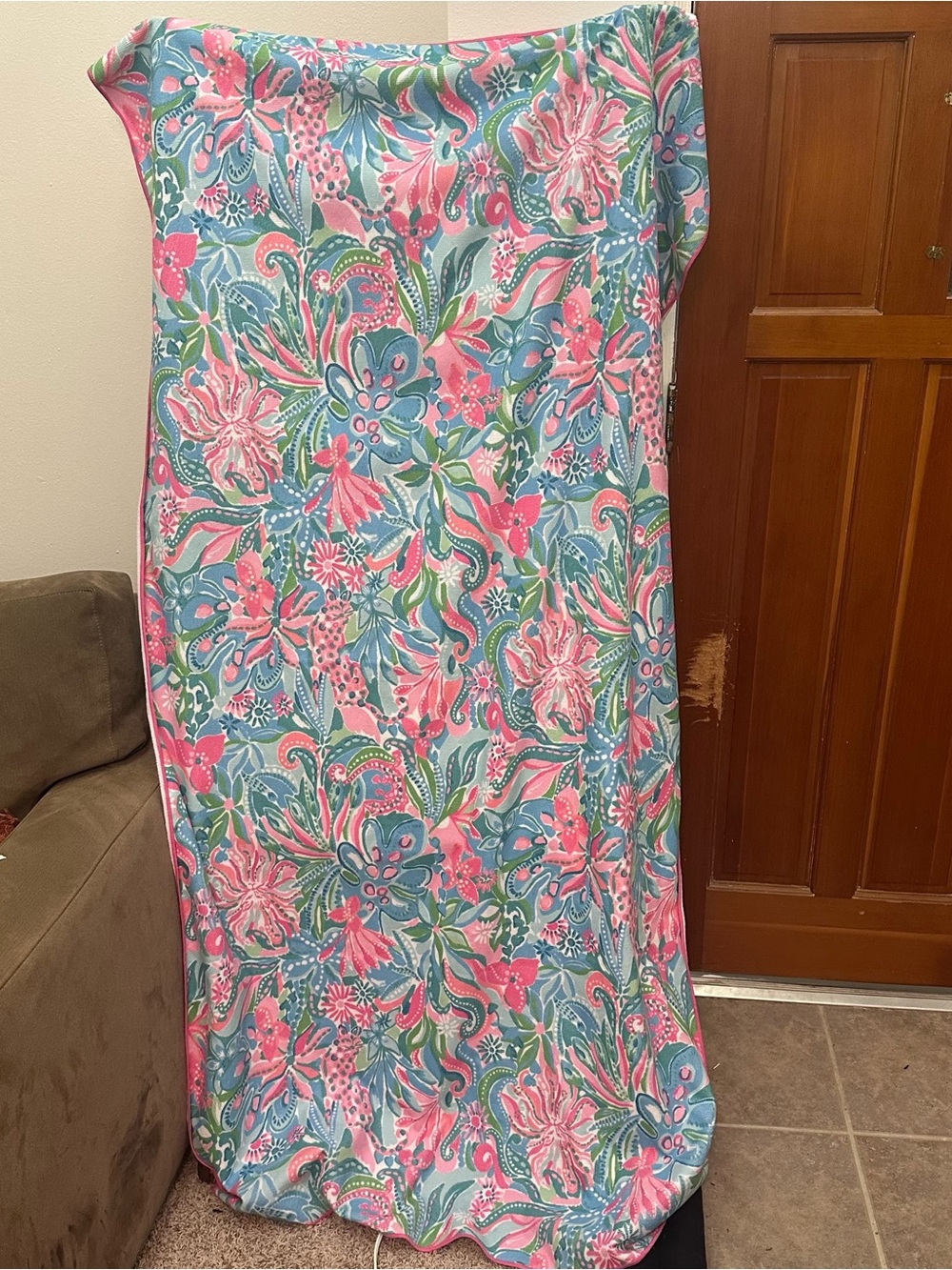 Lilly Pulitzer Pink, Teal & Green Floral Towel